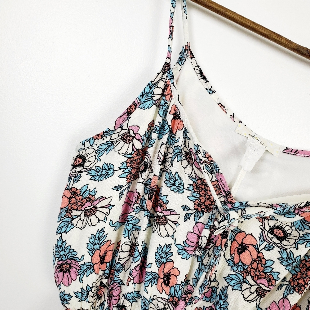 Wild Daisy Sleeveless Floral Sundress‎ Womens Size L Crochet Hem Elastic Waist - Picture 10 of 12